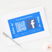 Blue white business name qr code Facebook Rechteckiger Aufkleber (Umschlag)