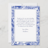 Blue & White Butterfly Blume Brautparty Dankeskarte (Rückseite)