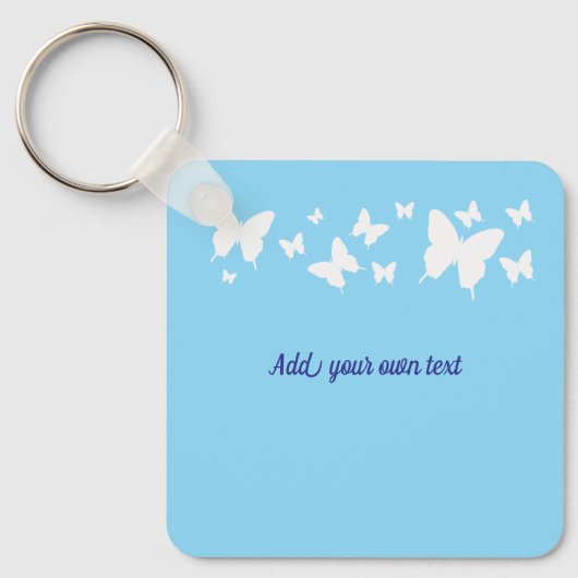 Blue & White Butterfly Keyring Wedding favour Schlüsselanhänger (Vorderseite)