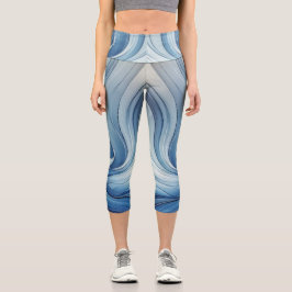 Blue White Capri Leggings