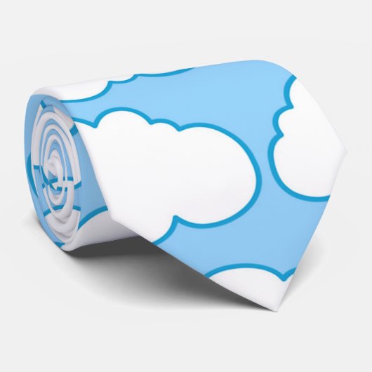 Blue White Cartoon Wolken Personalisiert Krawatte (Gerollt)
