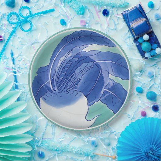 Blue White Celadon Chinoiserie Turnip Imitats Chin Pappteller (Party)