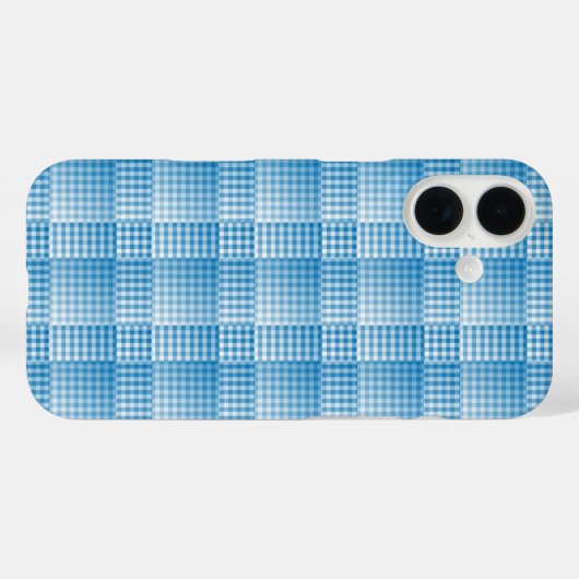 Blue White Checker Abstract Pattern Case-Mate iPhone Hülle (Rückseite (Horizontal))