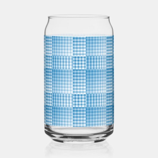 Blue White Checker Abstract Pattern Dosenglas (Rückseite)