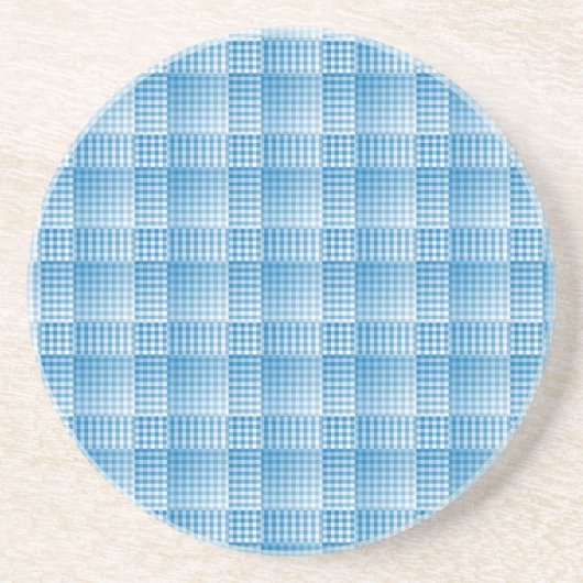 Blue White Checker Abstract Pattern Getränkeuntersetzer (Vorne)