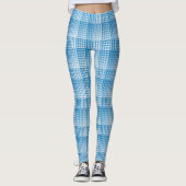 Blue White Checker Abstract Pattern Leggings (Vorderseite)