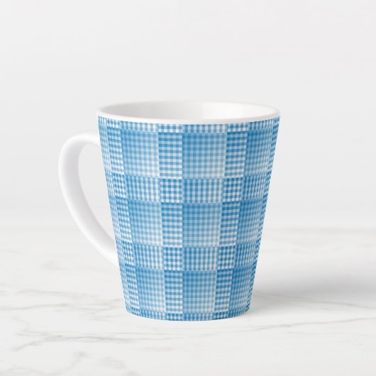 Blue White Checker Abstract Pattern Milchtasse (Linke Ecke)