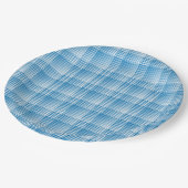 Blue White Checker Abstract Pattern Pappteller (Schrägansicht)