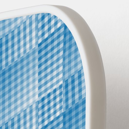 Blue White Checker Abstract Pattern Pickleball Schläger (Linke Seite)