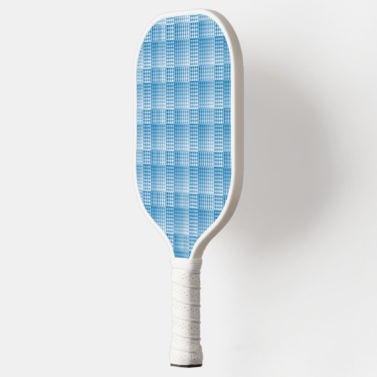 Blue White Checker Abstract Pattern Pickleball Schläger (Links)