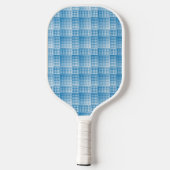 Blue White Checker Abstract Pattern Pickleball Schläger (Rückseite)
