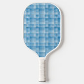 Blue White Checker Abstract Pattern Pickleball Schläger (Vorderseite)