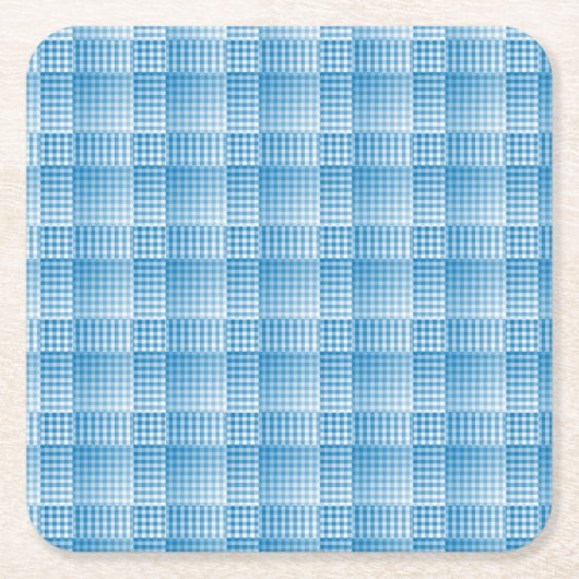 Blue White Checker Abstract Pattern Rechteckiger Pappuntersetzer (Vorderseite)