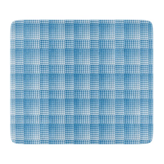 Blue White Checker Abstract Pattern Schneidebrett (Vorderseite)