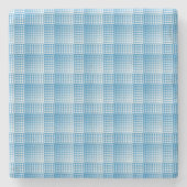 Blue White Checker Abstract Pattern Steinuntersetzer (Vorderseite)