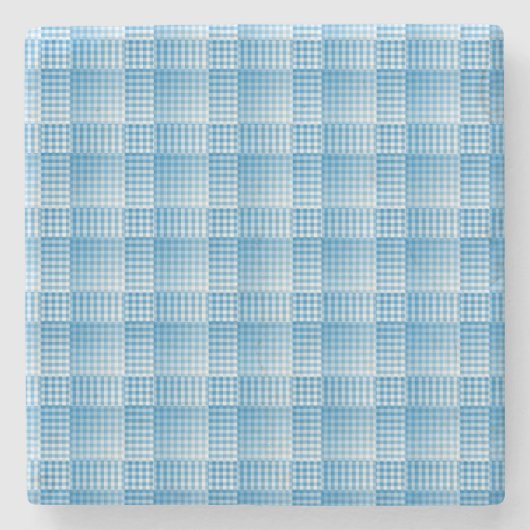 Blue White Checker Abstract Pattern Steinuntersetzer (Vorderseite)