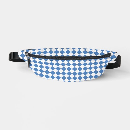 Blue White Checker Diamond Pattern Bauchtasche (Vorderseite)