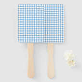 Blue White Checker Diamond Pattern Fächer (Vorne und Hinten)