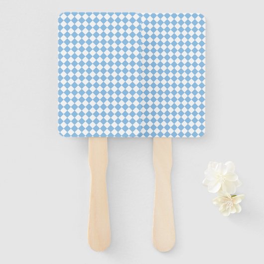 Blue White Checker Diamond Pattern Fächer (Vorne und Hinten)