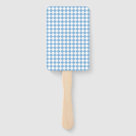 Blue White Checker Diamond Pattern Fächer (Rückseite)