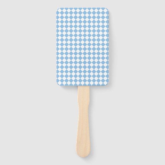 Blue White Checker Diamond Pattern Fächer (Vorderseite)