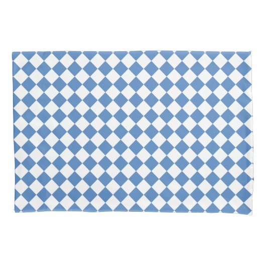 Blue White Checker Diamond Pattern Kissenbezug (Vorderseite)