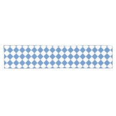 Blue White Checker Diamond Pattern Kurzer Tischläufer (Horizontal)