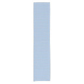Blue White Checker Diamond Pattern Kurzer Tischläufer (Vorderseite)