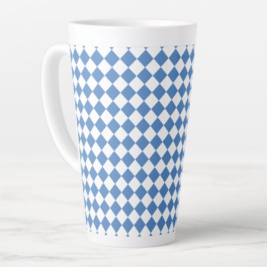 Blue White Checker Diamond Pattern Milchtasse (Linke Ecke)