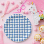 Blue White Checker Diamond Pattern Pappteller (Party)