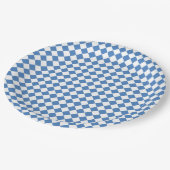 Blue White Checker Diamond Pattern Pappteller (Schrägansicht)
