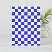 Blue & White Checkered CUSTOM Wedding Einladung (Stehend Vorderseite)
