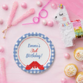 Blue & White Checkered Gingham Red Shoes OZ Party Pappteller (Party)