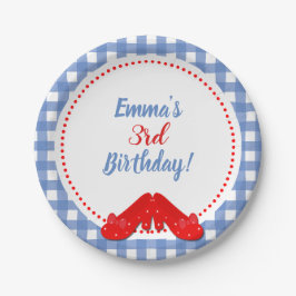 Blue & White Checkered Gingham Red Shoes OZ Party Pappteller