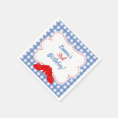 Blue & White Checkered Gingham Red Shoes OZ Party Serviette (Ecke)
