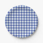 Blue & White Checkered Gingham Squares OZ Party Pappteller (Vorderseite)