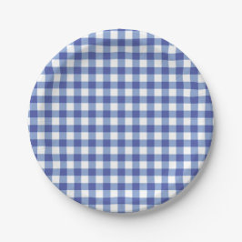 Blue & White Checkered Gingham Squares OZ Party Pappteller