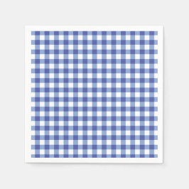 Blue & White Checkered Gingham Squares OZ Party Serviette