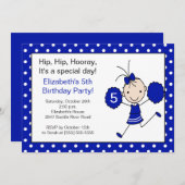 Blue & White Cheerleader Cheerleader Erreger zum G Einladung (Vorne/Hinten)