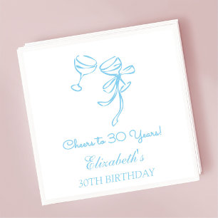 Blue & White Cheers bis 30 Jahre Geburtstag Napkin Serviette