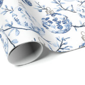 Blue White Chic Blues Weihnachtsschmuck Geschenkpapier (Rolleneckpunkt)