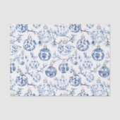Blue White Chic Blues Weihnachtsschmuck Seidenpapier (Vorderseite)