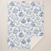 Blue White Chic Blues Weihnachtsschmuck Sherpadecke (Vorderseite)