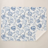 Blue White Chic Blues Weihnachtsschmuck Sherpadecke (Vorderseite (Horizontal))