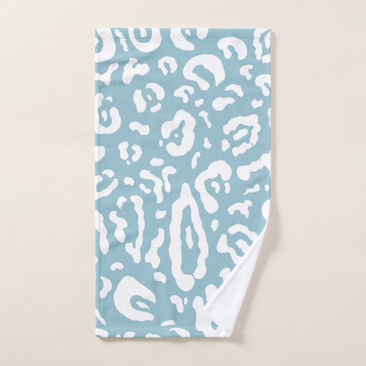 Blue & White Chic Cheetah Leopard Tierdruck Badhandtuch Set (Handtuch)