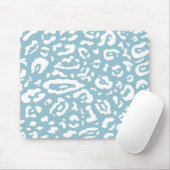 Blue & White Chic Cheetah Leopard Tierdruck Mousepad (Mit Mouse)