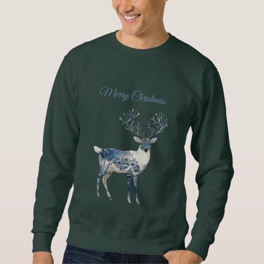 Blue White Chic Deer Sweatshirt (Vorderseite)