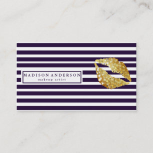 Blue & White Chic Lips - Makeup Artist B Visitenkarte