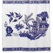 Blue & White China Blue Willow Design Duschvorhang (Vorderseite)