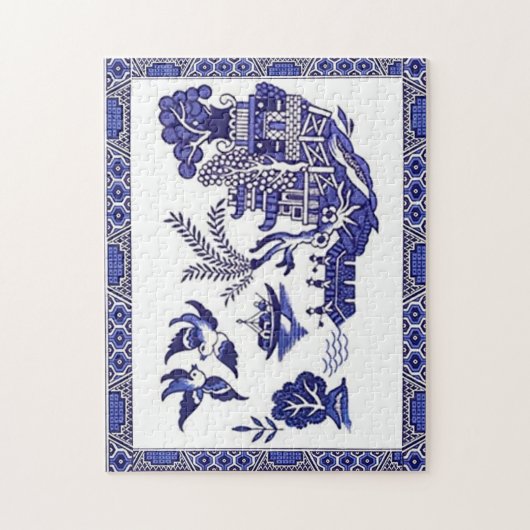 Blue & White China Blue Willow Design Puzzle (Vertikal)